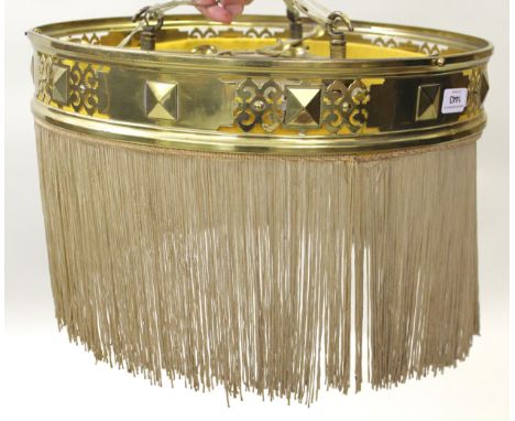 Edwardian brass circular light fitting and a 19th Century rosewood tea caddy (at fault) 