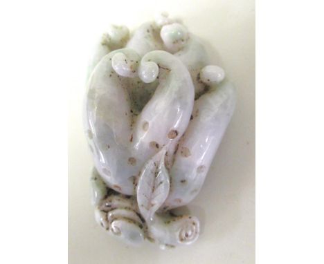 20th Century carved pale jade model of a lotus flower, 10cm wide 