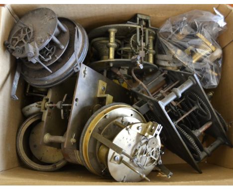 Box containing a small quantity of 19th Century and early 20th Century clock movements (at fault) 