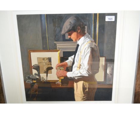 Iain Faulkner, signed Limited Edition colour print ' A Good Round ' No. 40 of 95, 43 x 43cm, in a modern silvered frame 