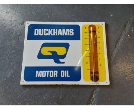 Duckhams Q Motor Oil Vintage Enamel ThermometerPlease visit our catalogue on our website: https://mathewsons.co.uk/auctions/1