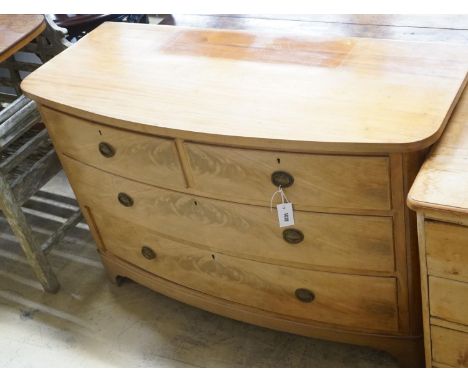 A Regency faded mahogany bow-front chest of three long drawers, width 120cm depth 51cm height 77cm