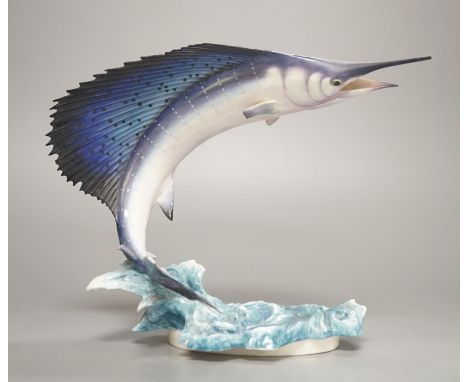 A Royal Worcester porcelain model of a Sailfish, (Istiophorous Americanus), modeled by Ronald Van Ruyckevelt, number 179 of 5