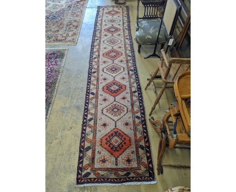 A Hamadan ivory ground runner, 360 x 74cm