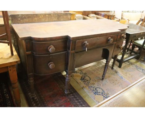 A George IV mahogany bow front sideboard, width 183cm, depth 71cm, height 94cm