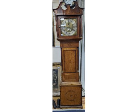 A George III mahogany banded oak 8 day longcase clock marked Caleb Boney, Padstow, height 210cm