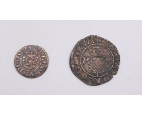 Robert II&nbsp;(1371-1390) 1/2 PennyObverseLeft facing bust of the Robert the Bruce wielding a sceptre legend around&nbsp;: R