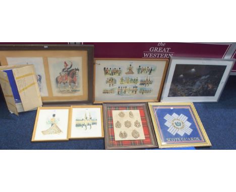 A quantity of regimental prints to include&nbsp;2nd Battalion Scots Guards Battle of Tumbledown Mountain, signed by the artis