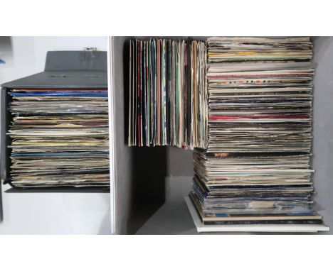VINYL RECORDS two mixed boxes of mostly rock, pop and R&amp;B 7" vinyl LP records, to include such artists as The Police, For