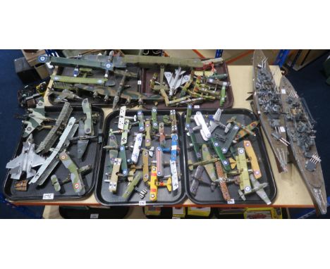 A collection of kit-built model military aircraft, particularly biplanes, together with highly detailed plastic models of the