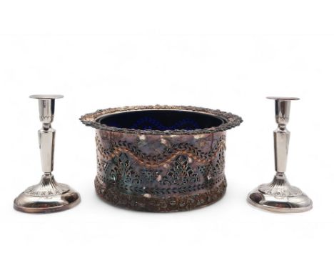 A pair of Swedish silver candlesticks, of neoclassical form, with import marks for Birmingham, in the neo-classical style, wi