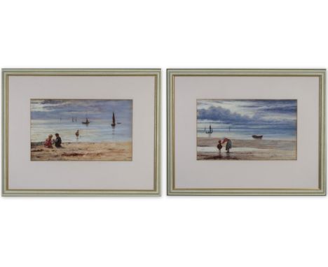JOSEPH HENDERSON RSW (SCOTTISH 1832-1908) &nbsp;CHILDREN PLAYING ON THE BEACH &nbsp;Watercolour, signed lower right, 19 x 31.