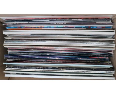 VINYL RECORDS two mixed box of mostly rock, pop and R&amp;B vinyl LP records, to include such artists as Madness, Elvis Caste