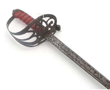 A Light Infantry officer's (possibly 1892 pattern) sword, in heavily worn condition; together with a Victorian brass sword gu