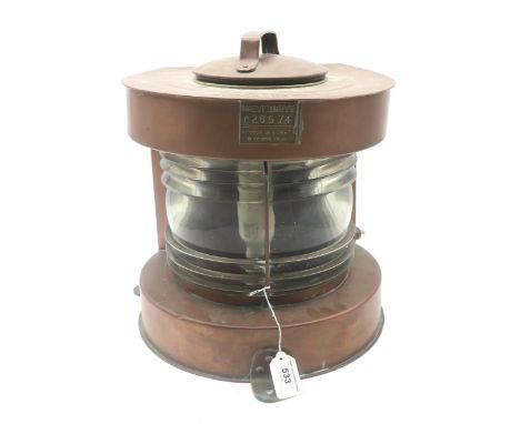 A large copper Meteorite masthead lamp, Patent No. 546575, serial no. C26574, measuring approx. 36cm in height inclusive of h