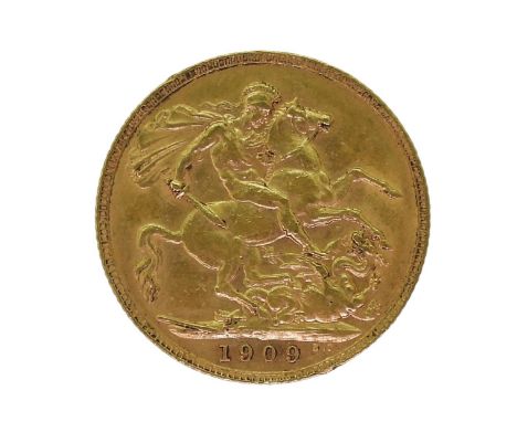 EDWARD VII (1901-1910) 1 SOVEREIGN 1909 Obverse portrait of King Edward VII facing right legend around&nbsp; EDWARDVS VII D: 