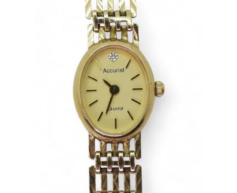 A 9ct gold ladies Accurist watch and strap 18cm strap, weight including mechanism 14.7gms&nbsp; Condition Report:Available up