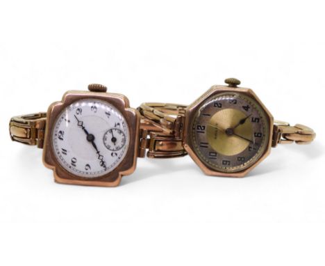 A 9ct gold ladies vintage Rolex, the movement stamped 15 Jewel Rolex Patent, the back of the case with London import marks fo