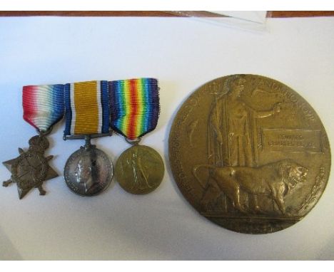 Private Edward Blake, Somerset Light Infantry Killed in action August 1915 Trio and plaque