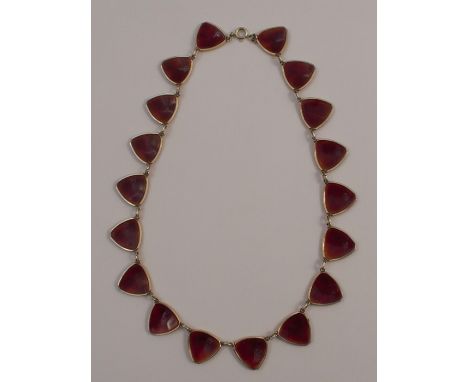 A Norwegian silver gilt and enamel necklace, stamped 'A.Sch' for Albert Scharning, 'Norway', 'Sterling' and '925S', 41.5cm lo