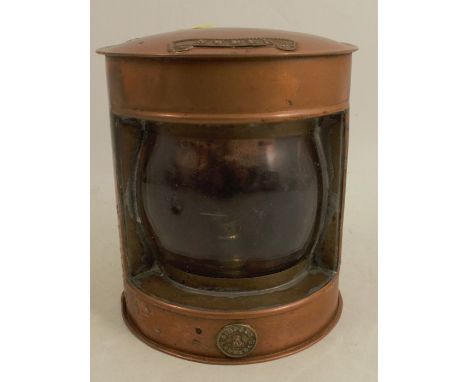 A Simpson Lawrence copper ships lamp, marked Stern, height 6ins