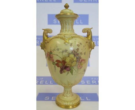 A Royal Worcester covered vase, with moulded decorated the body with floral sprays, shape number 1618, dated 1893, height 10i