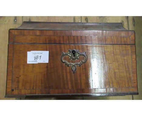 A Georgian mahogany cross banded tea caddy, of casket form, width 9.25ins