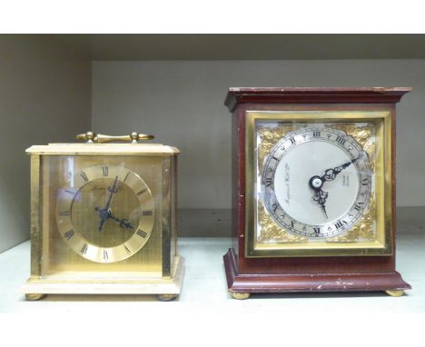 A London Clock Company lacquered brass cased mantel timepiece; faced by a Roman dial&nbsp; 5.5"h; and an Elliott for Mappin &