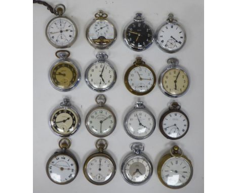 Fifteen vintage and later open face pocket watches: to include Enigma, John Meader, Ingersoll and Smiths 