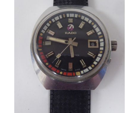 A 1960s RADO Mark I Captain Cook 1716 calibre stainless steel cased wristwatch, faced by a Roman dial, incorporating a date a