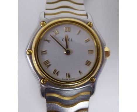 A lady's Ebel 1911 bi-coloured&nbsp;stainless steel cased bracelet wristwatch, faced by a Roman dial 
