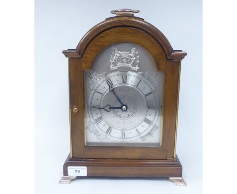 A Queen Elizabeth II Silver Jubilee mahogany cased bracket clock, commissioned by Garrard, designed and manufactured by FW El