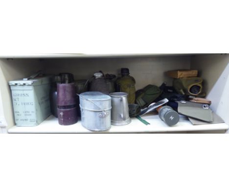 Military related items: to include campaign canteen items; and an ammunition carrier (Please Note: this lot is subject to the