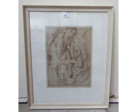 After Stanley Spencer - 'Spencer Family with a Dog'&nbsp; Limited Edition 77/100 print&nbsp; bears a pencil signature&nbsp; 1