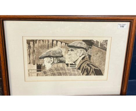 David Beattie (Welsh 20th century), 'Market Conversation', limited edition etching No 10/100, signed in pencil by the Artist.