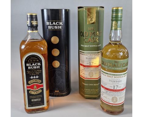 Bottle of Black Bush Bushmills Finest Irish Whiskey 1ltr. 40% vol. together with a bottle of The Old Malt Cask Single Malt Sc