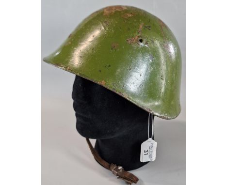 Eastern European, steel Military helmet with painted insignia and liner.  (Probably Bulgarian).  (B.P. 21% + VAT)
