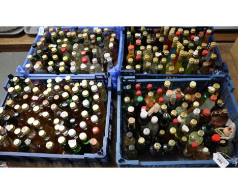 Four boxes of alcohol miniatures, various to include: whiskies, Gin, liqueurs, Bacardi, vodka etc. (B.P. 21% + VAT)&nbsp;&nbs