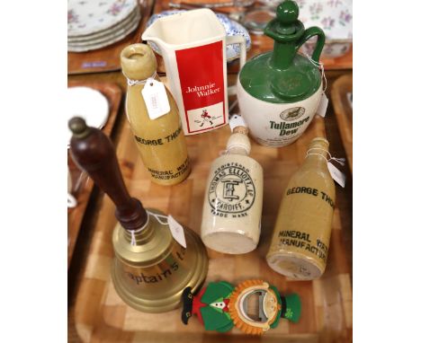 Three vintage stoneware bottles, two marked 'George Thomas Mineral Water Manufacturer', the other 'Thomas Elliott Ltd. Cardif