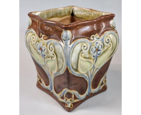 Royal Doulton stoneware Art Nouveau design organic planter of square form. 16cm high approx. (B.P. 21% + VAT)&nbsp;&nbsp;NO I