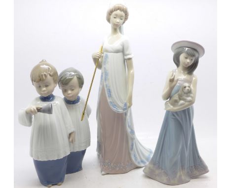 Two Lladro figures and a Nao figure, Nao a/f (chip to base)