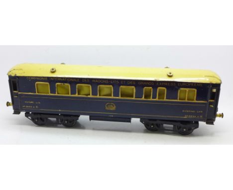 A Hornby Series O gauge pre-war tin-plate Sleeping Car, Compagnie Internationale des Wagons-Lits et des Grands Express Europe