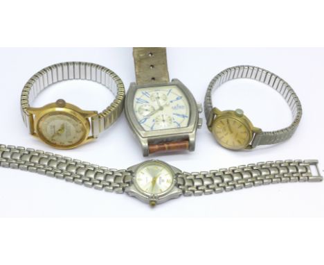 An Ardon wristwatch, a/f, and three lady's wristwatches; Clyda Lake Star, Rotary and Ricardo