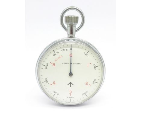 A Nero Lemania stop watch with broad arrow, case back fully marked, 1971