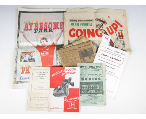 Vintage sports ephemera including boxing and motorsport programmes