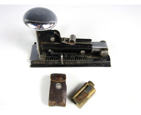 A vintage Brinco stapler together with a Dux adjustable pencil sharpener in its original case 