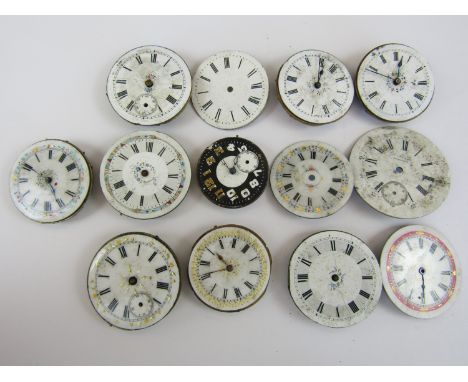 A quantity of 19th Century ladies' fob watch enamel faces