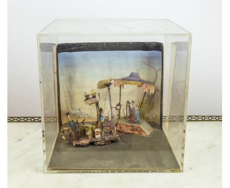 SCALE MODEL, by Frederick Roland Emett (1906-1990), 32cm sq., a three dimensional model of Wisteria Halt, mixed media and pap