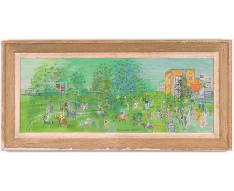 RAOUL DUFY, Ascot, lithograph, signed in the plate, 1969, Edition:1000, printed by Mourlot, vintage French frame, 57cm x 117c