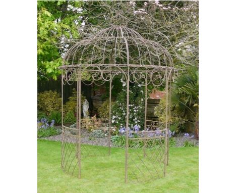 ARCHITECTURAL GARDEN PERGOLA, Regency style, aged metal frame, 300cm x 225cm. 